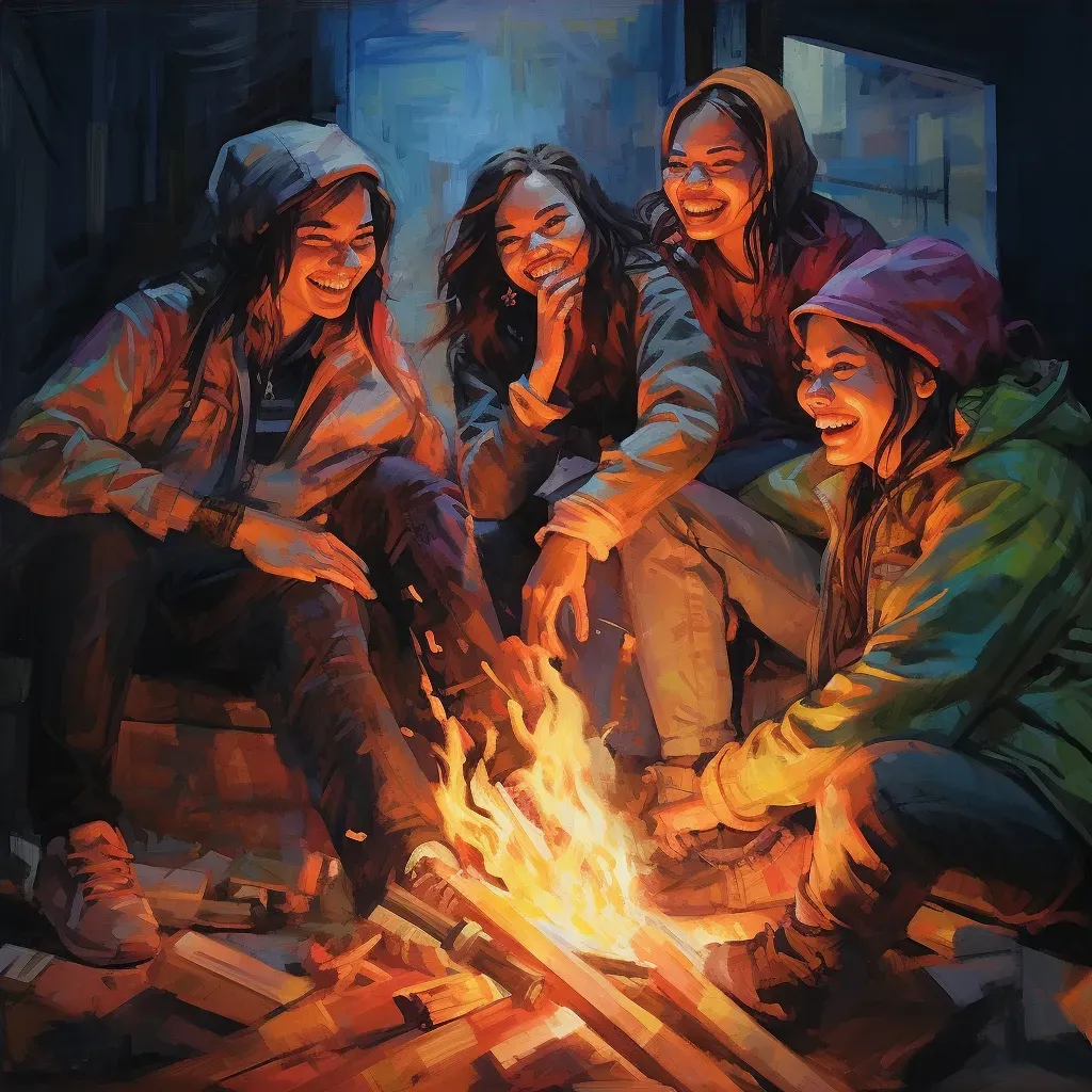 Teenagers Enjoying Bonfire Fun under Warm Glow - Image Generated - Image 4