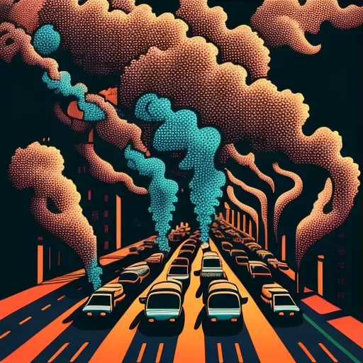 Image of a traffic jam with a cloud of exhaust fumes - Image 3