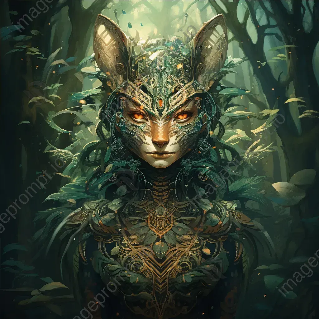 A shapeshifter with animal spirit tattoos in an overgrown forest - Image 4