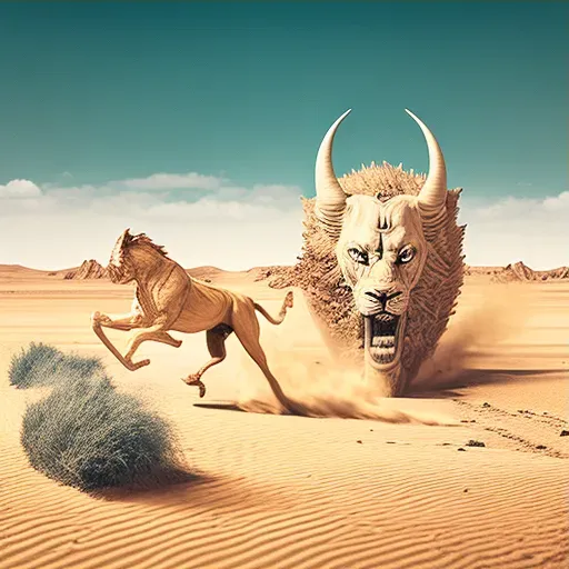 Lion pursuing gazelle with safe haven in distance - Image 3