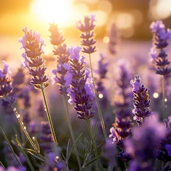 Close-up of lavender flowers with dew in the morning. - Image 4