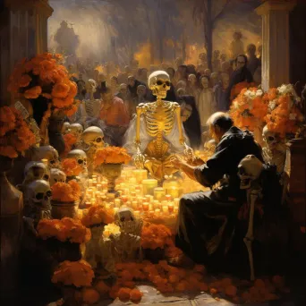 Day of the Dead Celebration in Mexico - Sugar skulls, marigolds, and candlelit altars - Image 4