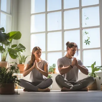 Partner Yoga in a Bright Studio