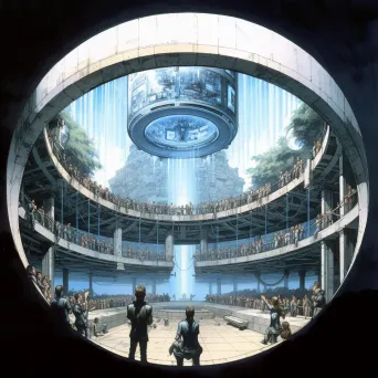 A circular structure symbolizing the panopticon concept with an invisible observer in an intriguing image. - Image 2