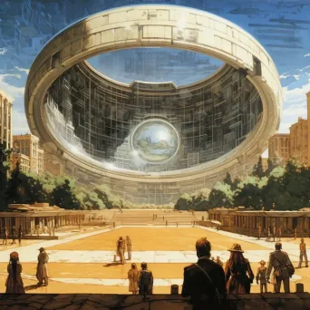 A circular structure symbolizing the panopticon concept with an invisible observer in an intriguing image. - Image 4