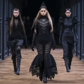 Gothic fashion runway scene - Image 4