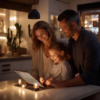 Family using a tablet to control smart home system - Image 4