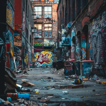 Urban alleyway with graffiti art on Sony A9 II - Image 3