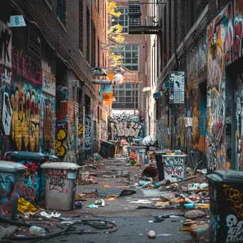 Urban Alleyway with Graffiti