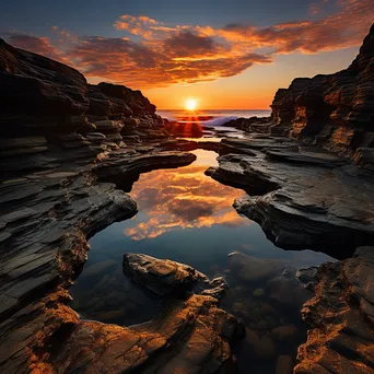 Dramatic rock pools during sunset - Image 1