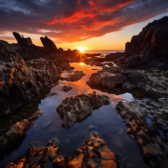 Dramatic rock pools during sunset - Image 4