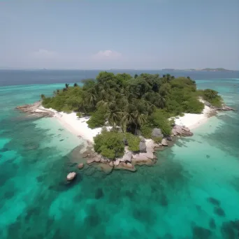 Aerial view of a tropical island with palm trees and clear water - Image 3