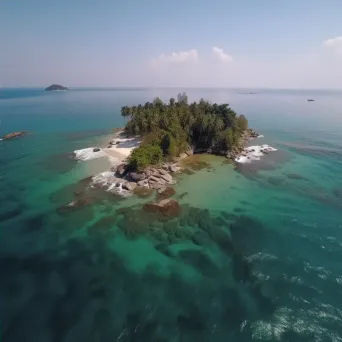 Aerial view of a tropical island with palm trees and clear water - Image 4