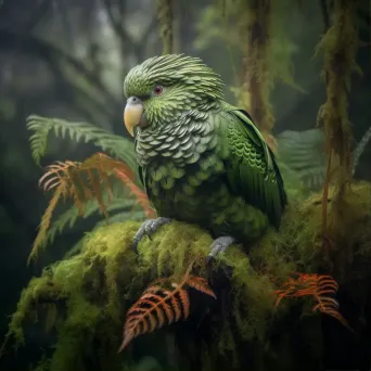 Kakapo Parrot in New Zealand Forest - Image 1