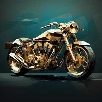 Classic motorcycle in a dramatic low poly style with metallic textures - Image 1