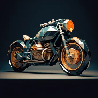 Classic motorcycle in a dramatic low poly style with metallic textures - Image 2