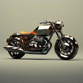 Classic motorcycle in a dramatic low poly style with metallic textures - Image 4