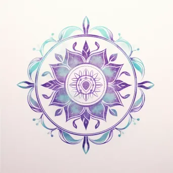 Artistic and abstract mandala icon health center logo in purple and turquoise colors - Image 4