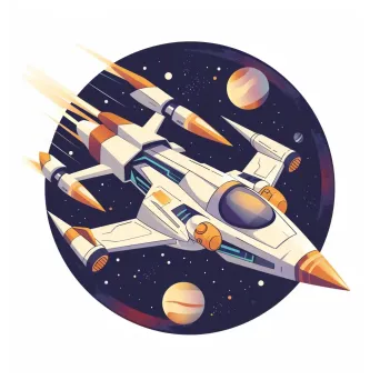 Gaming company logo with futuristic spaceship in outer space - Image 4