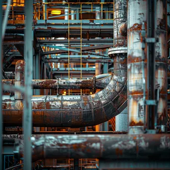 Close-up of intricate pipework at an oil refinery - Image 2