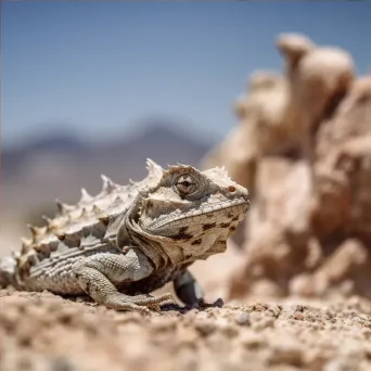 Horned lizard blending into desert rocks - Image 4