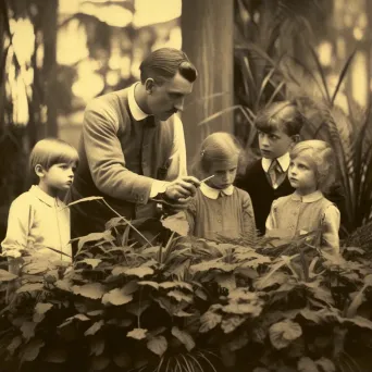 Children learning about plants in a botanical garden - Image 1