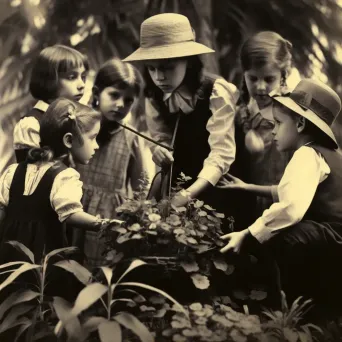 Children learning about plants in a botanical garden - Image 2