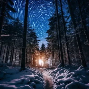 Winter Forest Star Trails