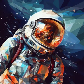 Low-poly portrait of an astronaut with cosmos in the reflection - Image 2