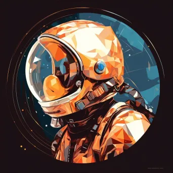 Low-poly portrait of an astronaut with cosmos in the reflection - Image 3