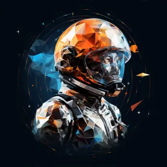 Low-poly portrait of an astronaut with cosmos in the reflection - Image 4