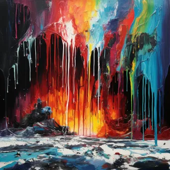 Vibrant depiction of a melting polar ice cap, drawn with recycled crayons, reverberating Pop Art vibe - Image 1