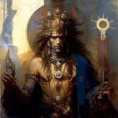 Modern shaman with sacred geometrical shapes and symbols - Image 1