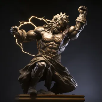 Dramatic baroque-inspired bronze sculpture of Zeus