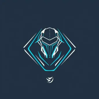 Futuristic and dynamic logo design with robot icon in blue and silver colors - Image 3