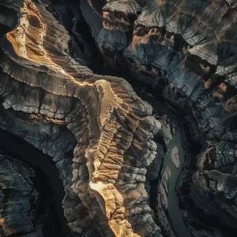 Canyon aerial view with helicopters exploring, rugged terrain scene - Image 4