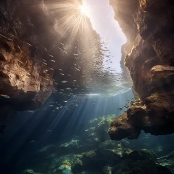 Underwater cliff with schools of fish - Image 2