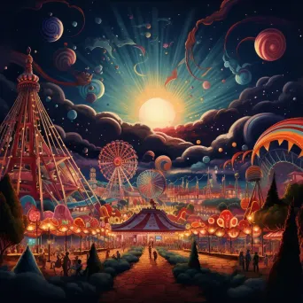 Carnival lights glowing in dark nocturnal landscape - Image 3