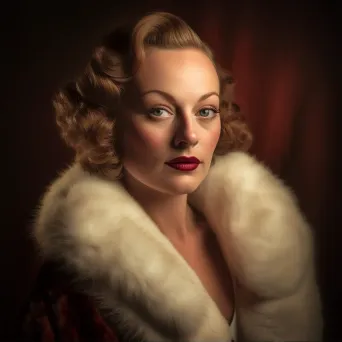 Portrait of a woman in 1940s Hollywood glamour style with soft lighting and fur stole - Image 1