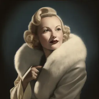 Portrait of a woman in 1940s Hollywood glamour style with soft lighting and fur stole - Image 3