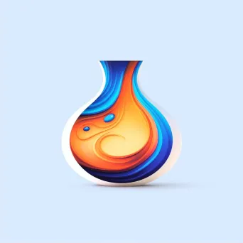 Artistic and abstract logo design with molten glass icon in blue and orange colors - Image 2