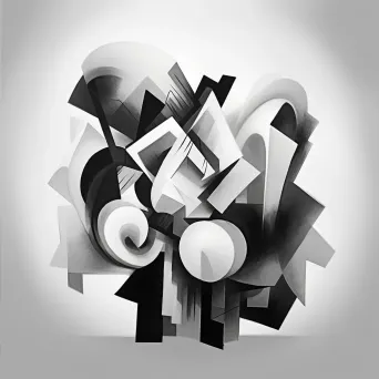 Black and white abstract word depicted in low poly style with cubist influence - Image 2