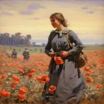 Field of blooming poppies on former battlefield symbolizing life - Image 4