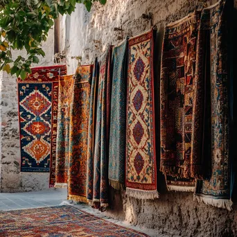 Colorful Handmade Carpets Display