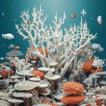 Coral reef bleached by climate change with vibrant fish swimming - Image 3