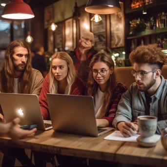 Friends Working in a Café