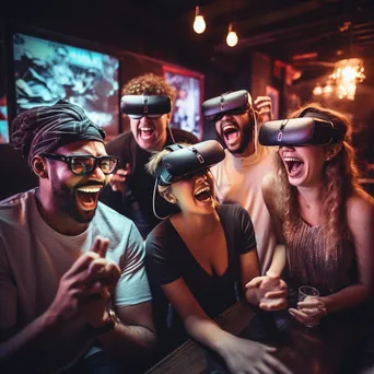 Group of friends enjoying a VR escape room experience. - Image 1