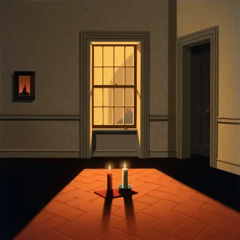 Single candle burning in an empty, dark room - Image 3