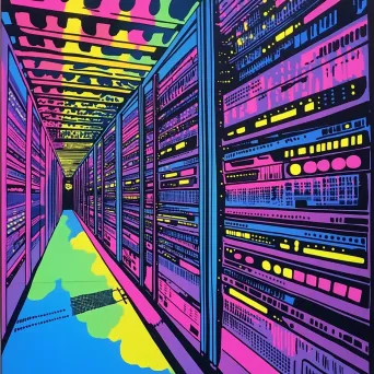 Pop art representation of the creation of the internet in technicolor detail - Image 4