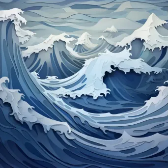 Low Poly stormy seascape in blue-grey color gradients - Image 3